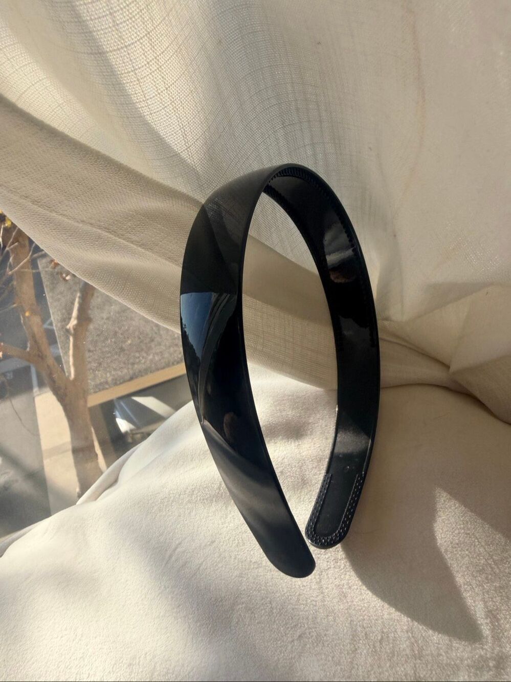 Glossy Black Wide Headband New Classic Sleek Minimalist Hair Accessory